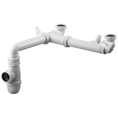 Tubulure gain espace évier 2 cuves décalées, entraxe 160/360